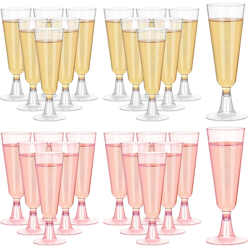 Disposable Champagne Glasses with Gold Rim - candletown.net
