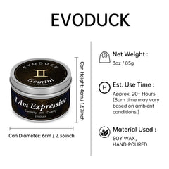 Evoduck product packaging with dimensions and material details on a white background