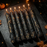 Black & Gold Drip Taper Candles – 6-Piece Gothic Candle Set - candletown.net