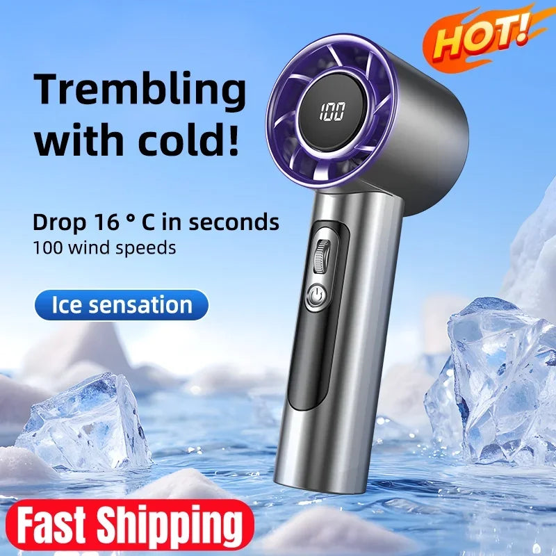 Handheld USB Fan with 100 Wind Speeds – Mini Turbo Cooling Fan for Home, BBQ & Travel - candletown.net
