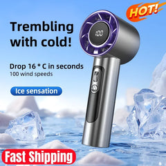 Handheld USB Fan with 100 Wind Speeds – Mini Turbo Cooling Fan for Home, BBQ & Travel - candletown.net
