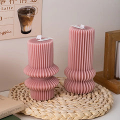Geometric Pillar Candle – Sculpted Table Candle