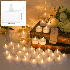 24-Pack Flickering LED Tea Light Candles – Remote & Flameless Decor - candletown.net
