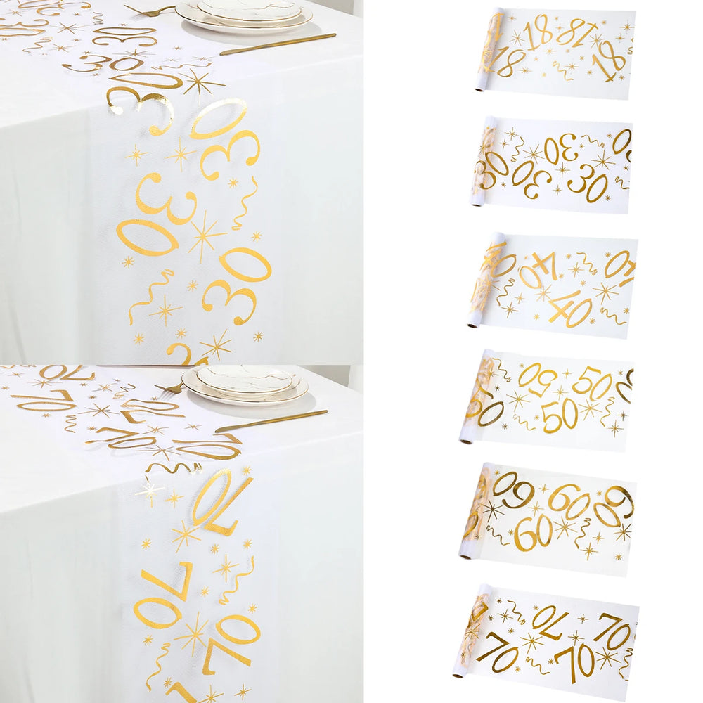 Birthday Table Runner – Gold, Silver & Black - candletown.net