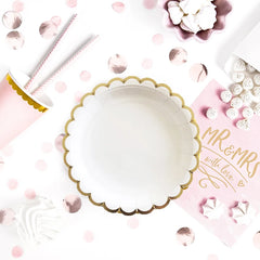 White & Gold Disposable Tableware Set