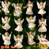 12pcs Vintage Christmas Angel Wooden Pendants - candletown.net