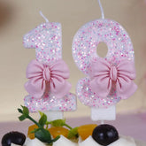 Pink Bow Number Candle – Elegant Cake Topper for Birthdays & Celebrations - candletown.net