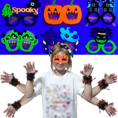 Halloween Costume Accessories Set – Glasses, Mask, Bat Hair Clip & Bracelet - candletown.net