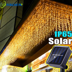 Solar Curtain Icicle Lights - Outdoor Fairy String Lights for Garden & Holiday Decor - candletown.net