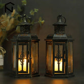 Vintage Nordic Candle Holder Lantern - Black Iron Hanging Lantern - candletown.net