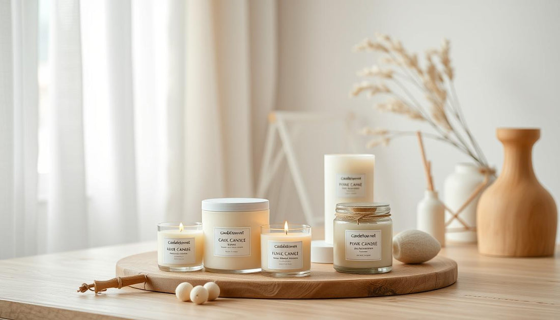 Handcrafted Candletown.net candles arranged in a cozy Scandinavian interior setting