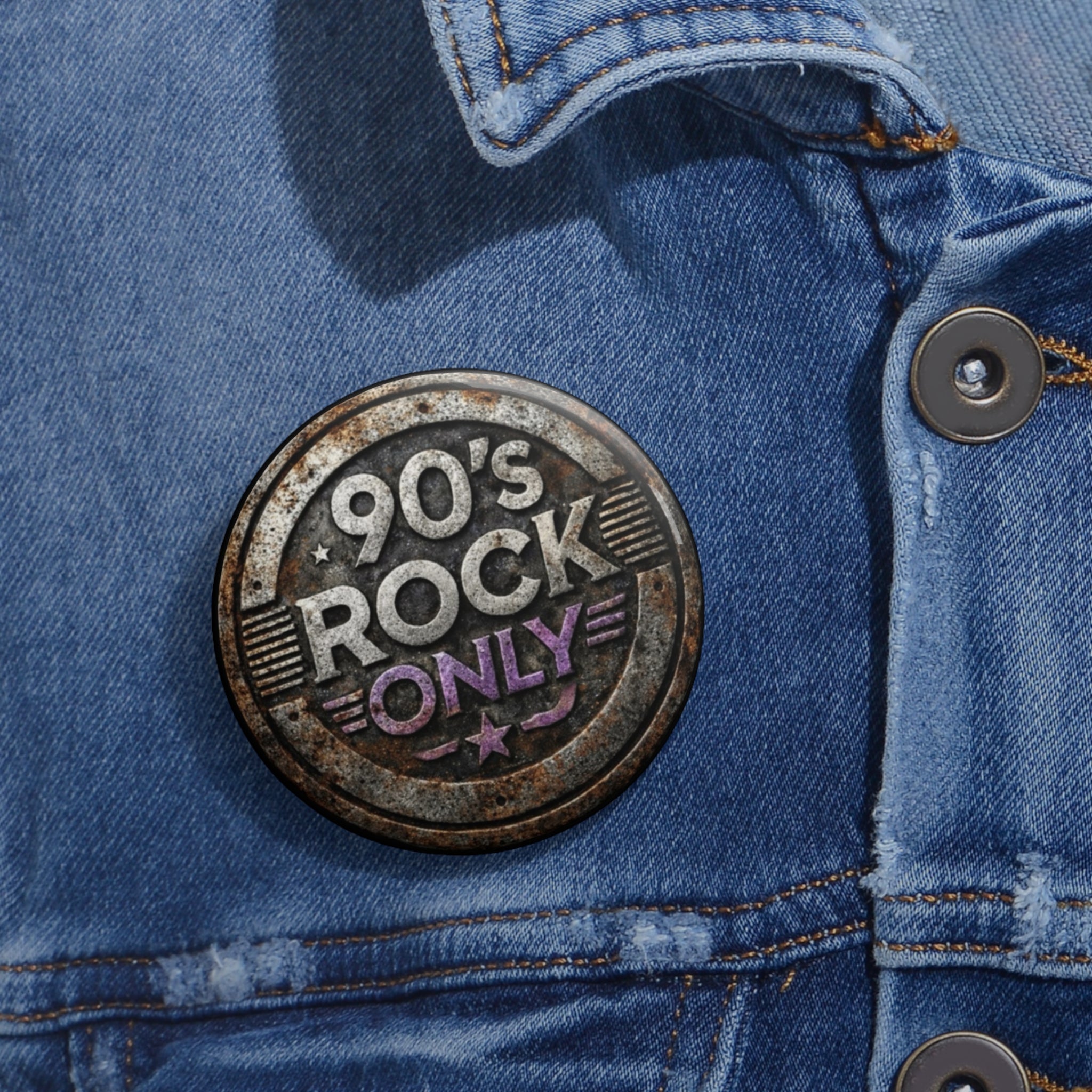 Perza 90’s Rock ONLY Vintage Round Logo Pin Button
