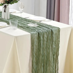 10Pcs Cheesecloth Table Runner Boho Gauze Table Runner 40x270cm Romantic Table Runner for Wedding Bridal Shower Birthday Party - candletown.net