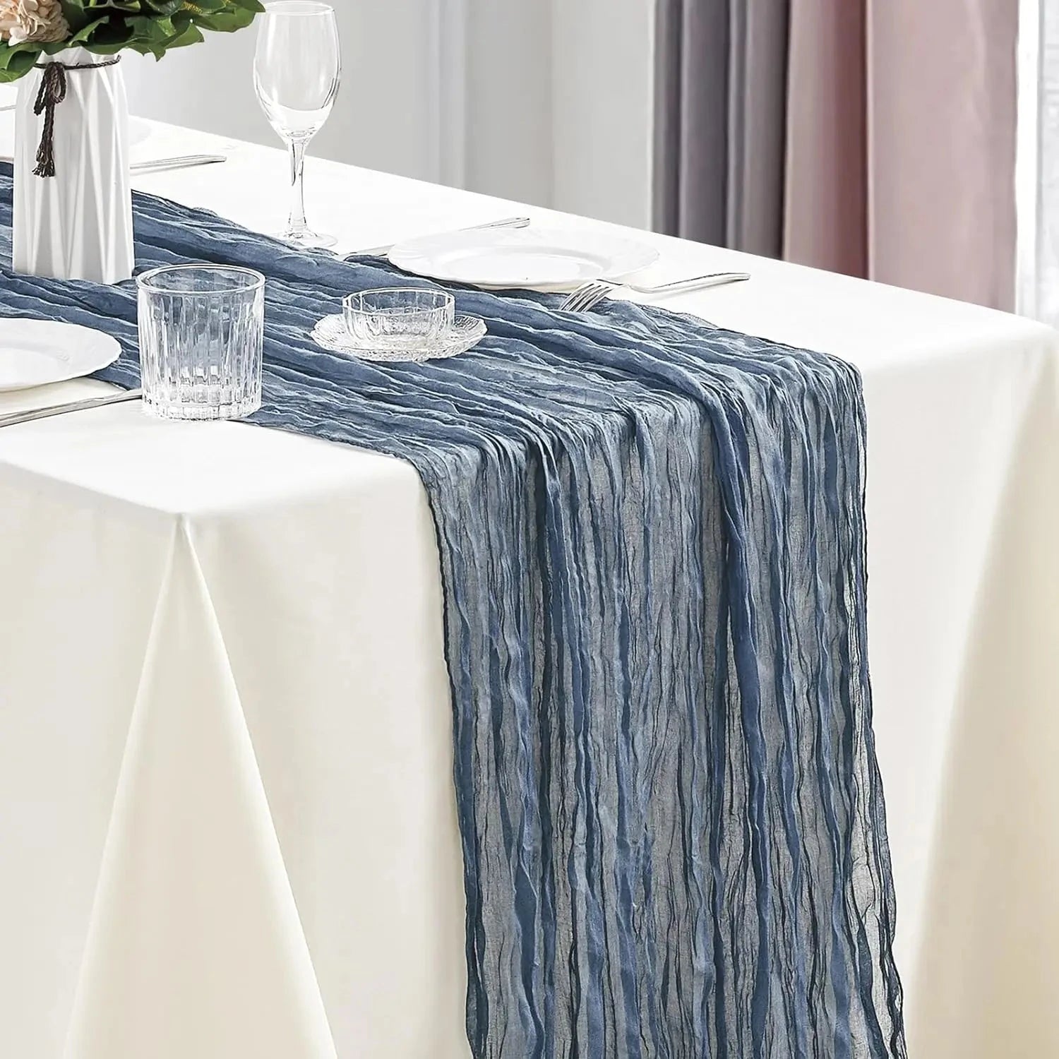 10Pcs Cheesecloth Table Runner Boho Gauze Table Runner 40x270cm Romantic Table Runner for Wedding Bridal Shower Birthday Party - candletown.net