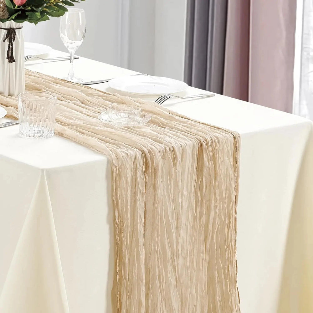 10Pcs Cheesecloth Table Runner Boho Gauze Table Runner 40x270cm Romantic Table Runner for Wedding Bridal Shower Birthday Party - candletown.net