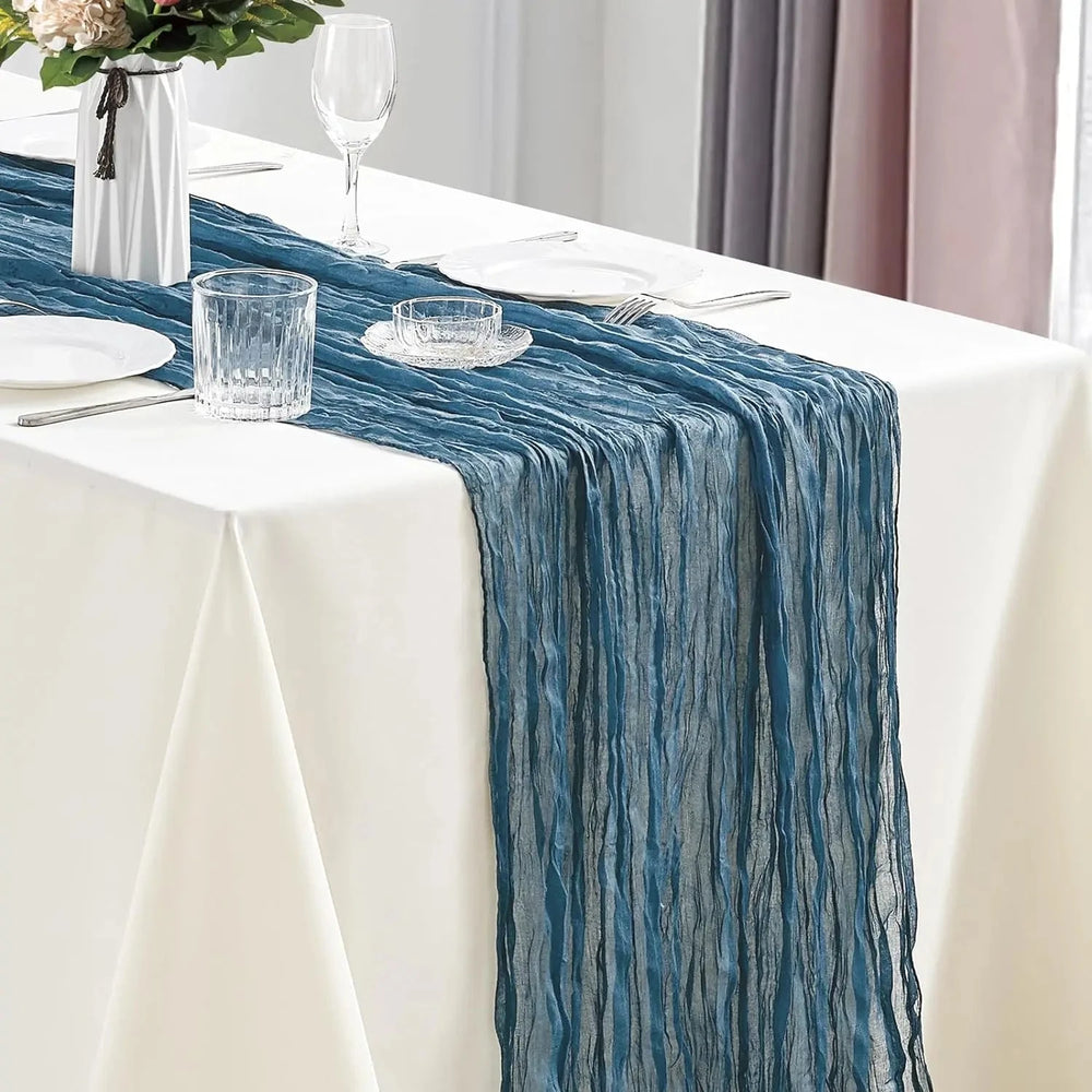 10Pcs Cheesecloth Table Runner Boho Gauze Table Runner 40x270cm Romantic Table Runner for Wedding Bridal Shower Birthday Party - candletown.net