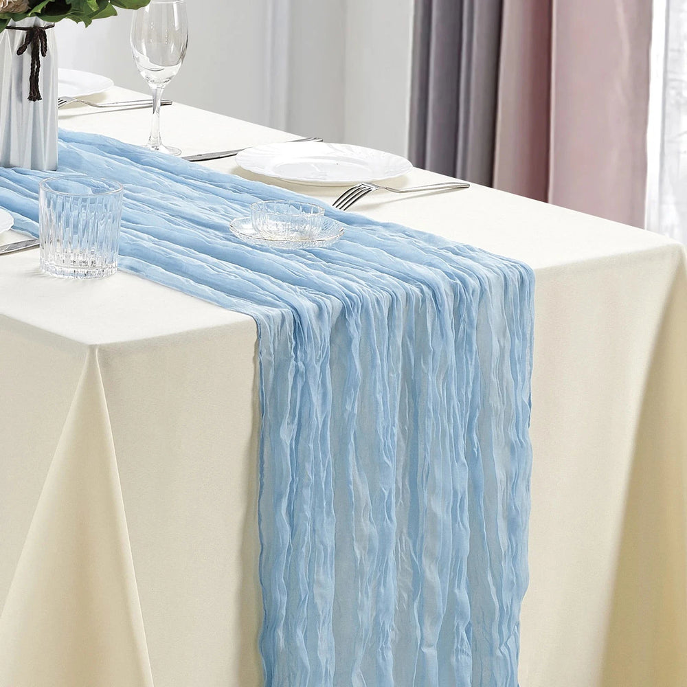 10Pcs Cheesecloth Table Runner Boho Gauze Table Runner 40x270cm Romantic Table Runner for Wedding Bridal Shower Birthday Party - candletown.net