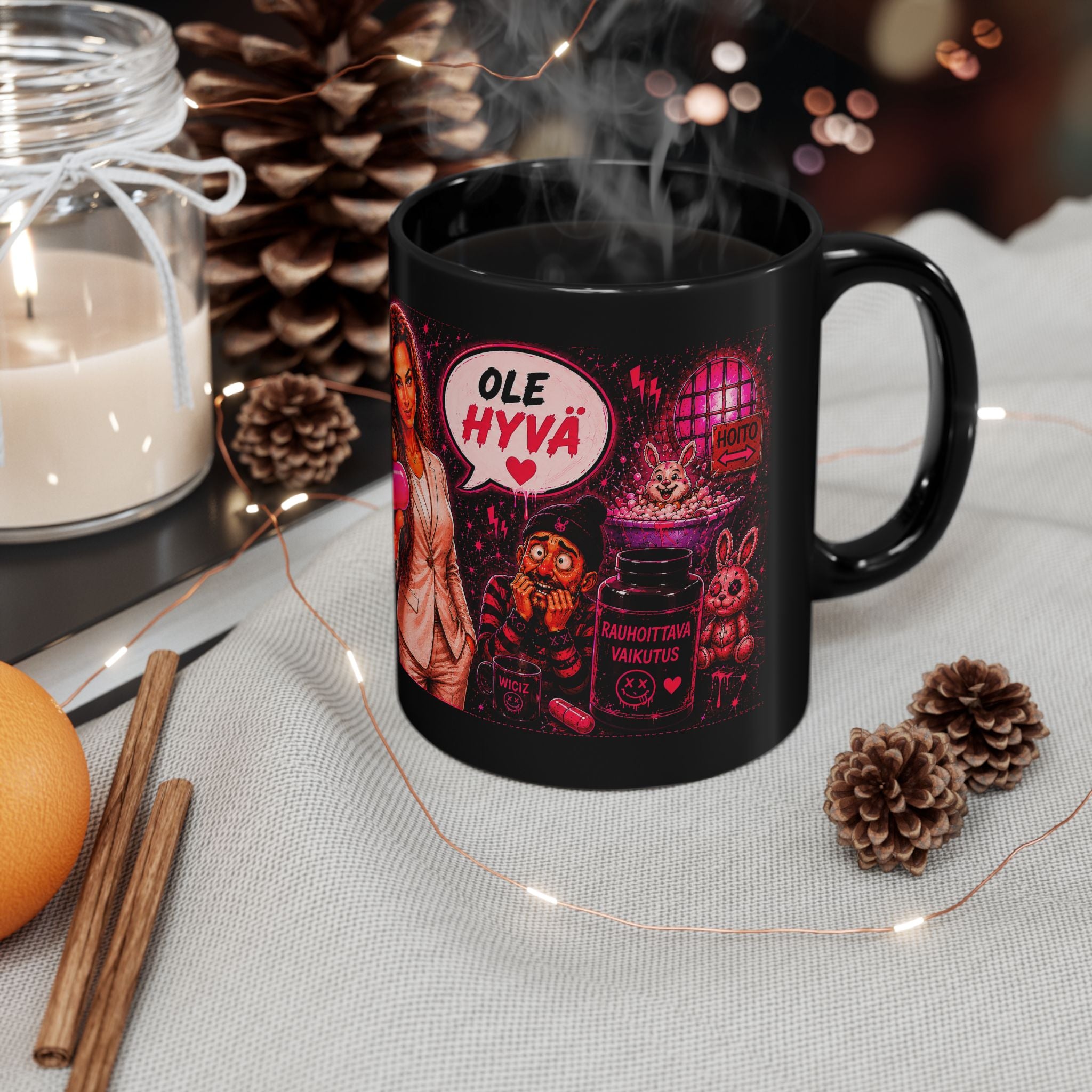 ANIZ “Ole Hyvä” Black Mug