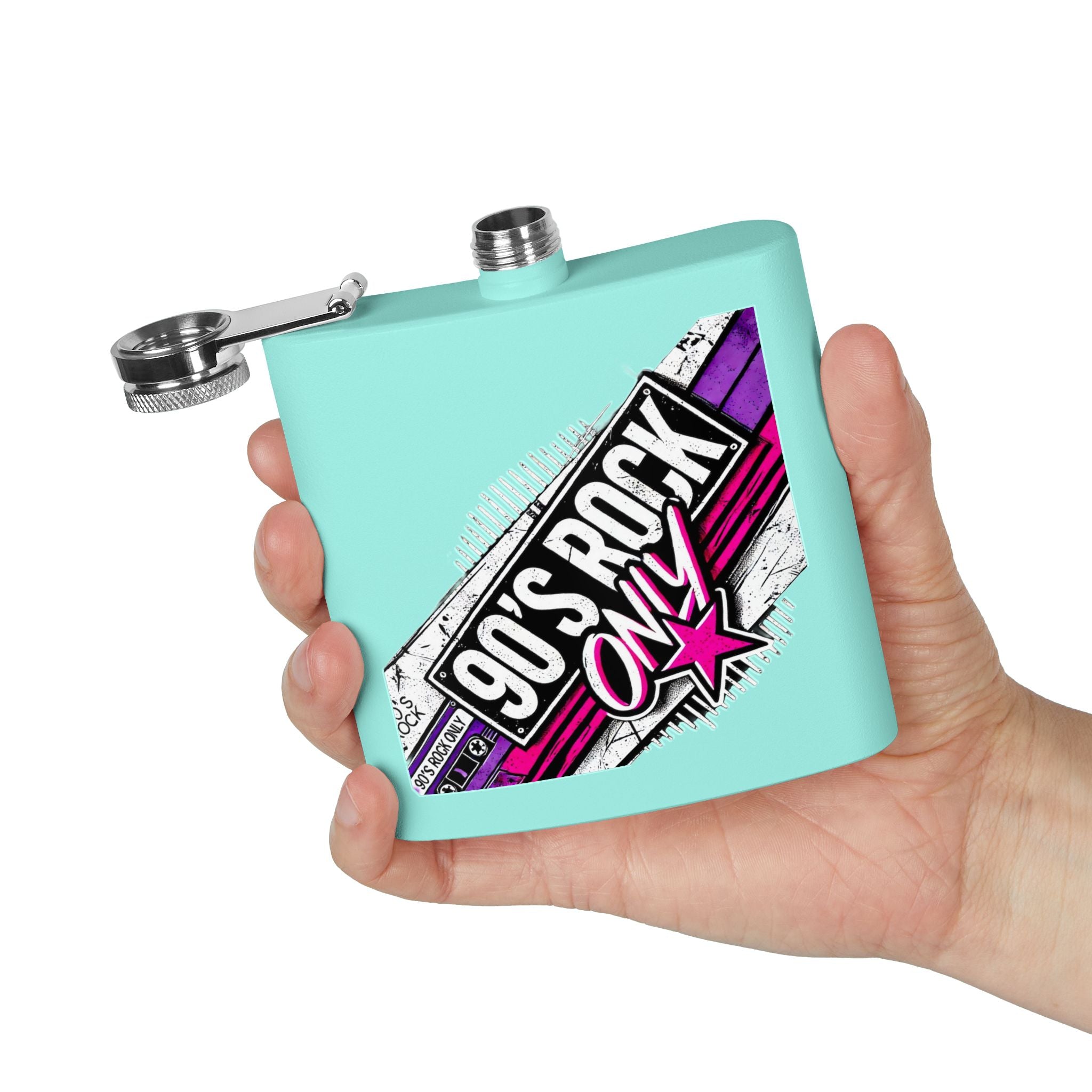 Perza 90’s Rock ONLY Rectangle Logo Flask