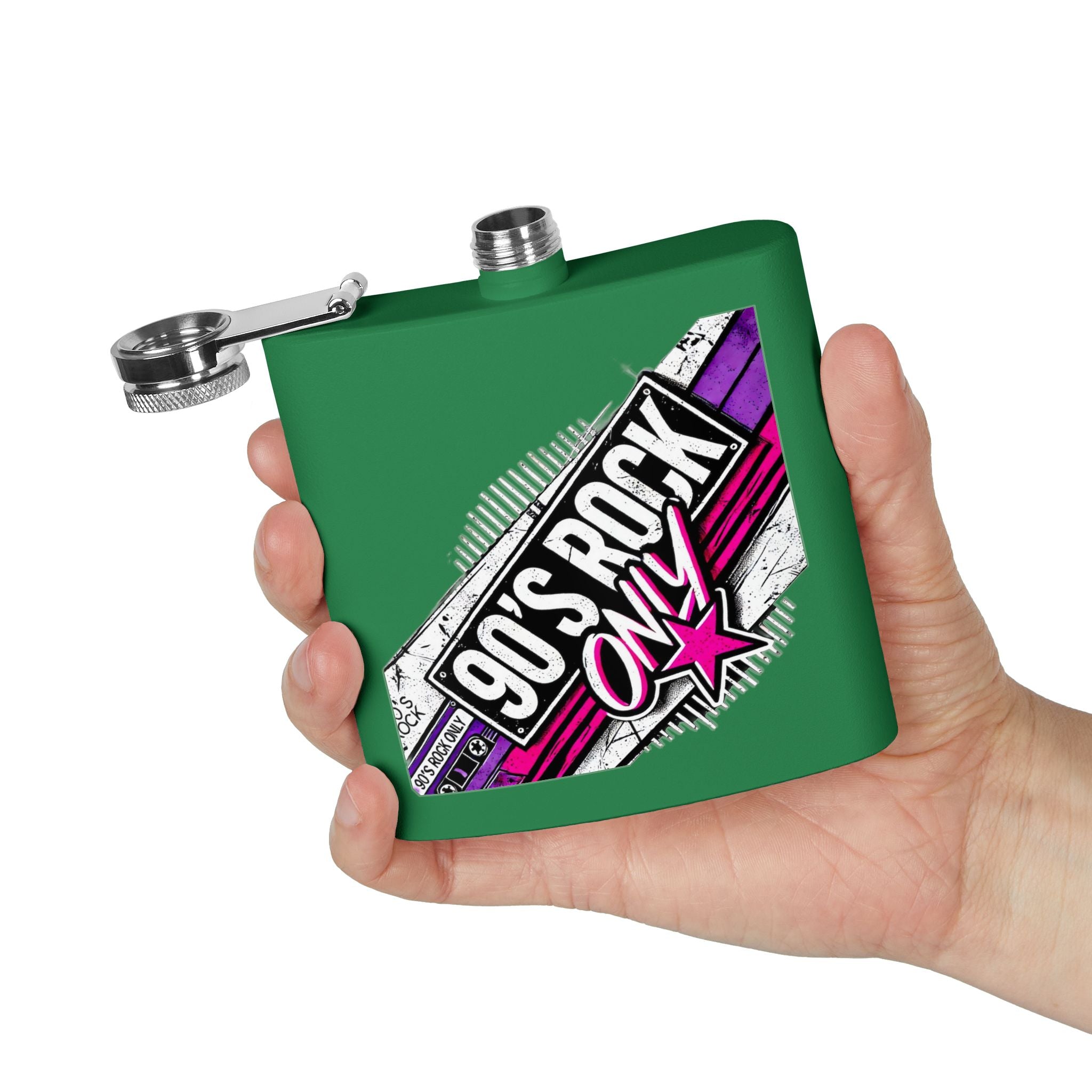 Perza 90’s Rock ONLY Rectangle Logo Flask