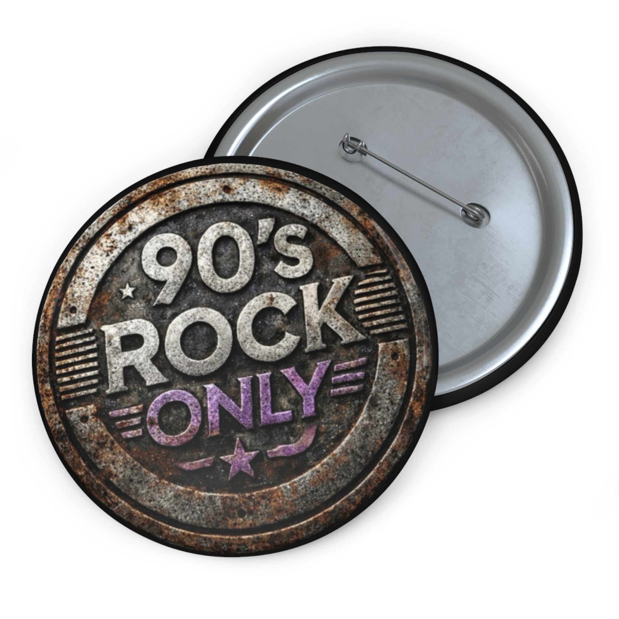 Perza 90’s Rock ONLY Vintage Round Logo Pin Button