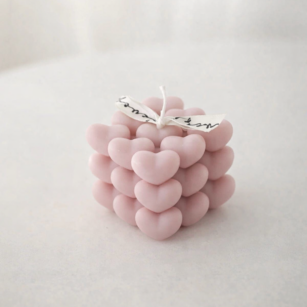 Heart Cube Candle – Pastel Soy Wax Sculptural Decor & Gift - candletown.net
