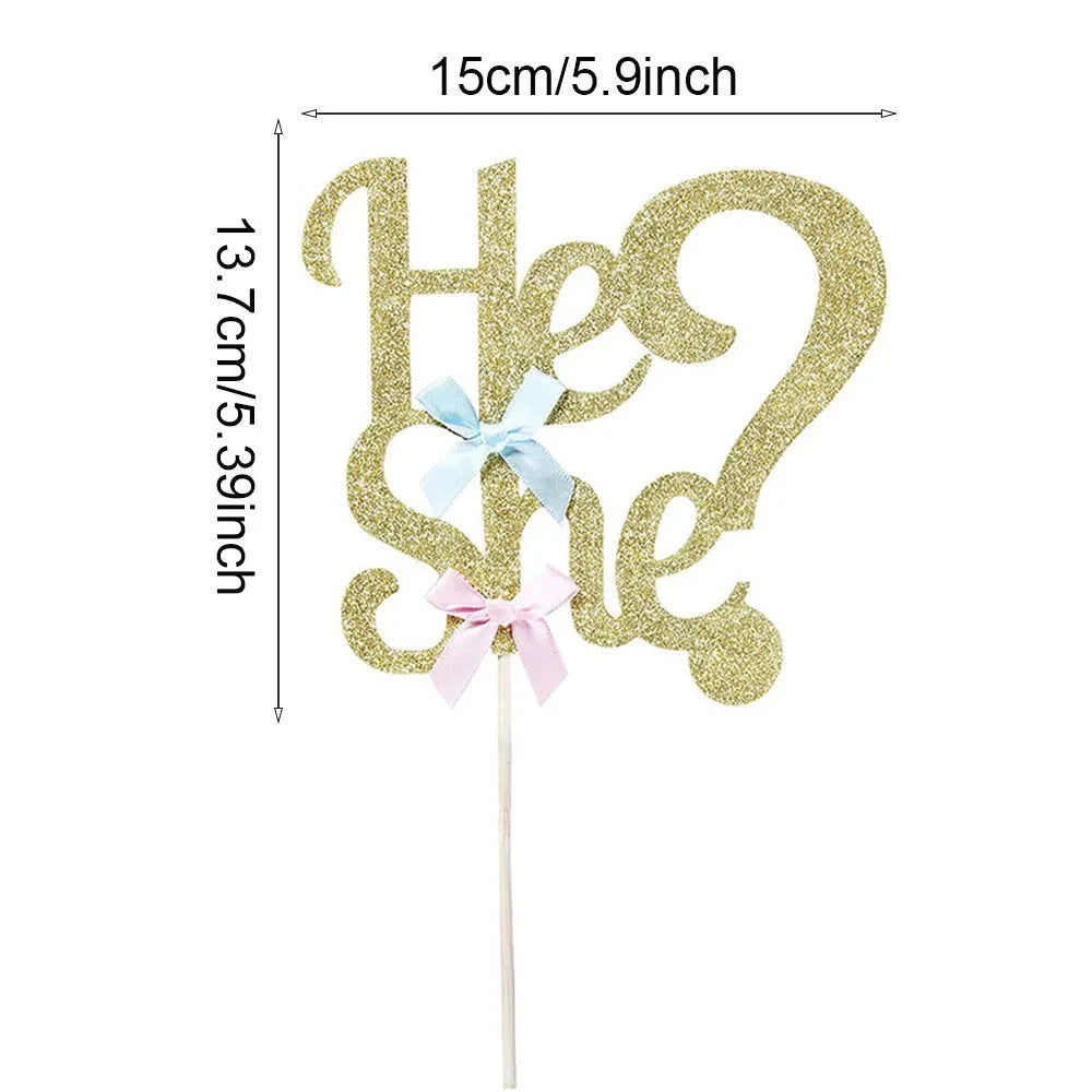 1Pc Boy or Girl Cake Topper Glitter Pink or Blue Gender Reveal Cake Decorations for Baby Shower Theme Birthday Party Decoration - candletown.net