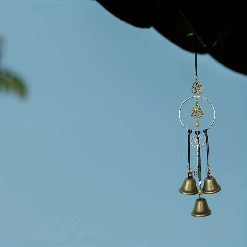 1pc witch bell doorknob hanging decorative wicker wind chime home decoration - candletown.net