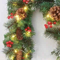 2.7m LED Christmas Garland with Pinecones - Festive Staircase & Fireplace Decor - candletown.net