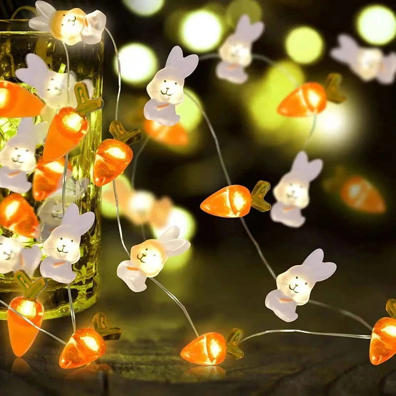 2M 20LED Easter Rabbits String Light Carrot Chick Eggs Fairy Light Garland Decoration Happy Easter Party for Home Kids Gift 2024 - candletown.net