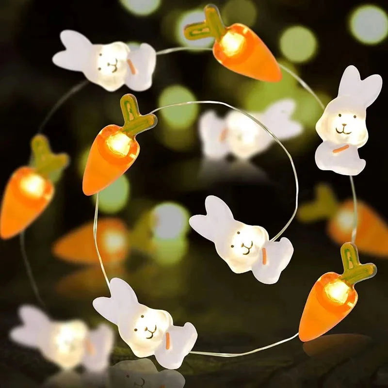 2M 20LED Easter Rabbits String Light Carrot Chick Eggs Fairy Light Garland Decoration Happy Easter Party for Home Kids Gift 2024 - candletown.net