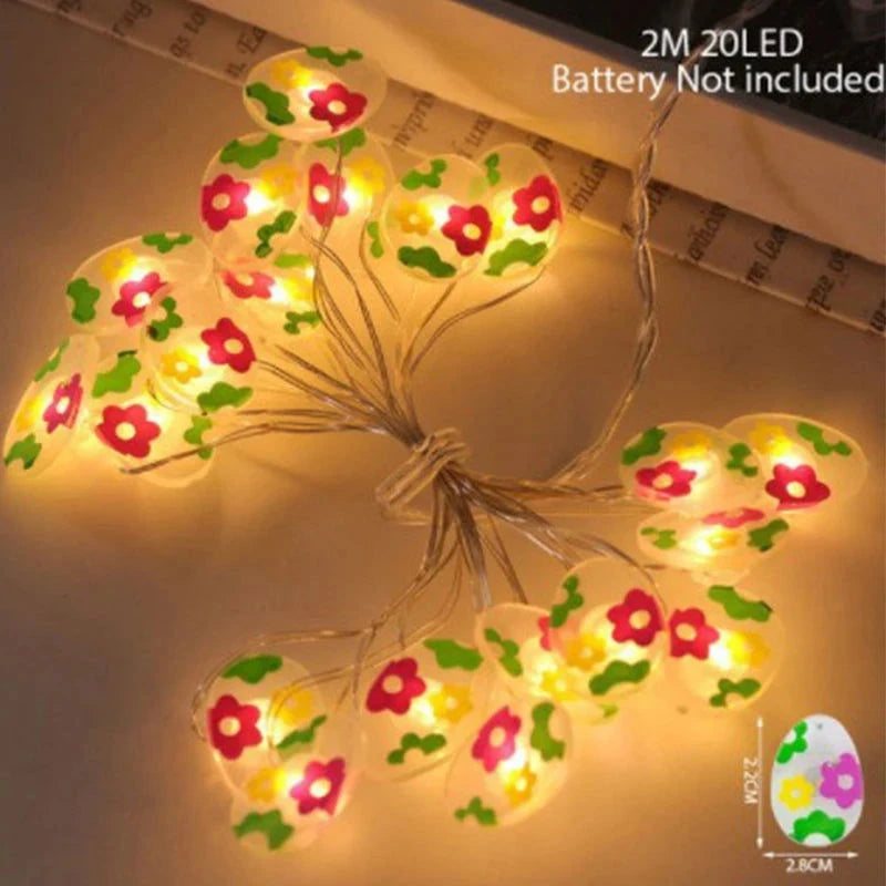 2M 20LED Easter Rabbits String Light Carrot Chick Eggs Fairy Light Garland Decoration Happy Easter Party for Home Kids Gift 2024 - candletown.net