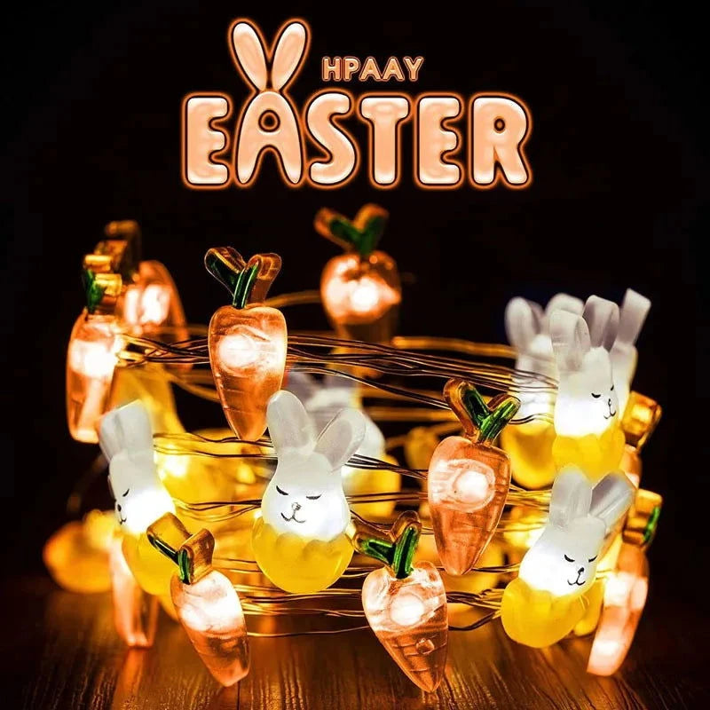 2M 20LED Easter Rabbits String Light Carrot Chick Eggs Fairy Light Garland Decoration Happy Easter Party for Home Kids Gift 2024 - candletown.net