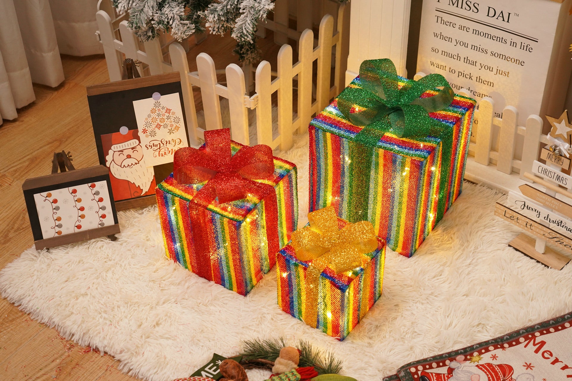 Lighted Christmas Gift Boxes – 3 PCS Decorative Set