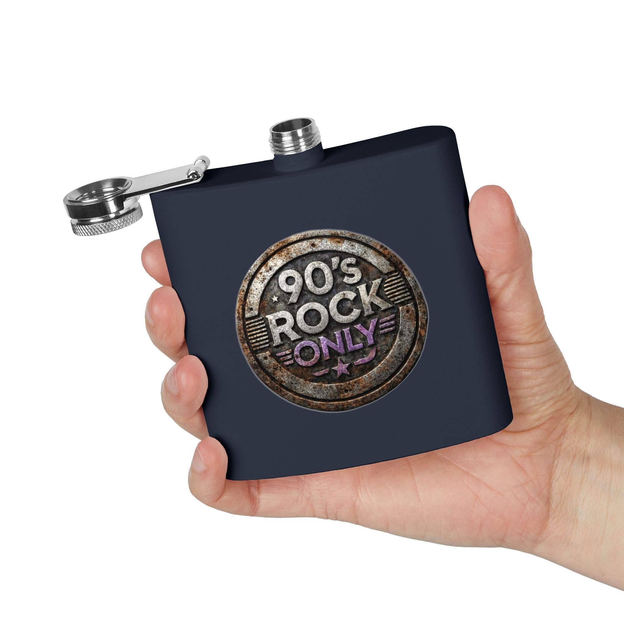 Perza 90’s Rock ONLY Vintage Flask – Round Logo