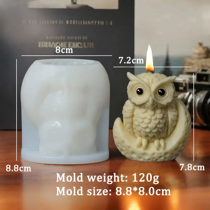 3D Owl Candle Silicone Mold for DIY Crafts & Gifts - candletown.net