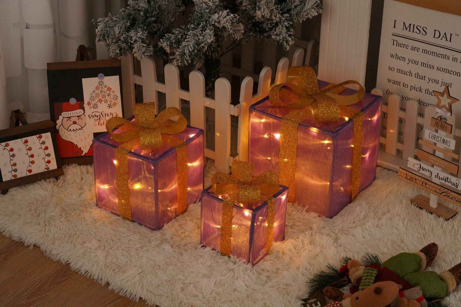 Lighted Christmas Gift Boxes – 3 PCS Decorative Set