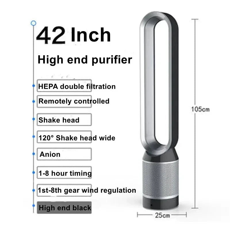 42-Inch Bladeless Tower Fan with Air Purification - candletown.net