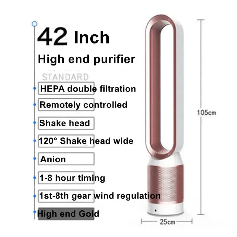 42-Inch Bladeless Tower Fan with Air Purification - candletown.net