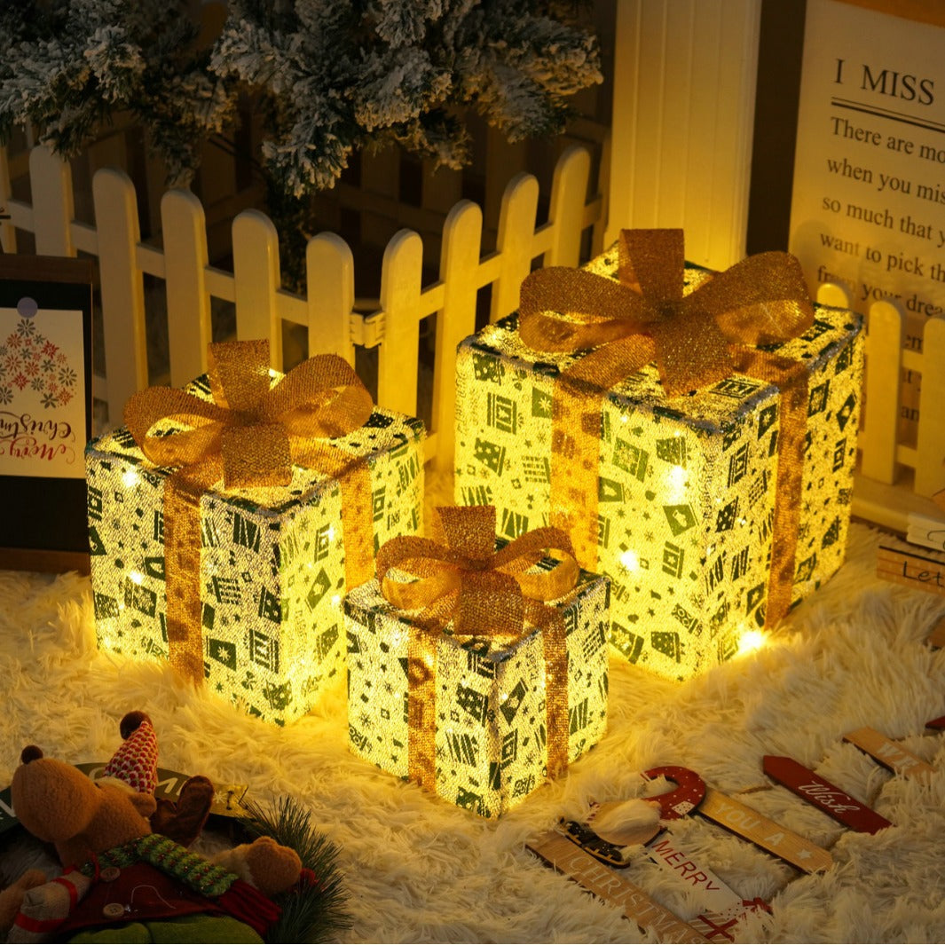 Lighted Christmas Gift Boxes – 3 PCS Decorative Set