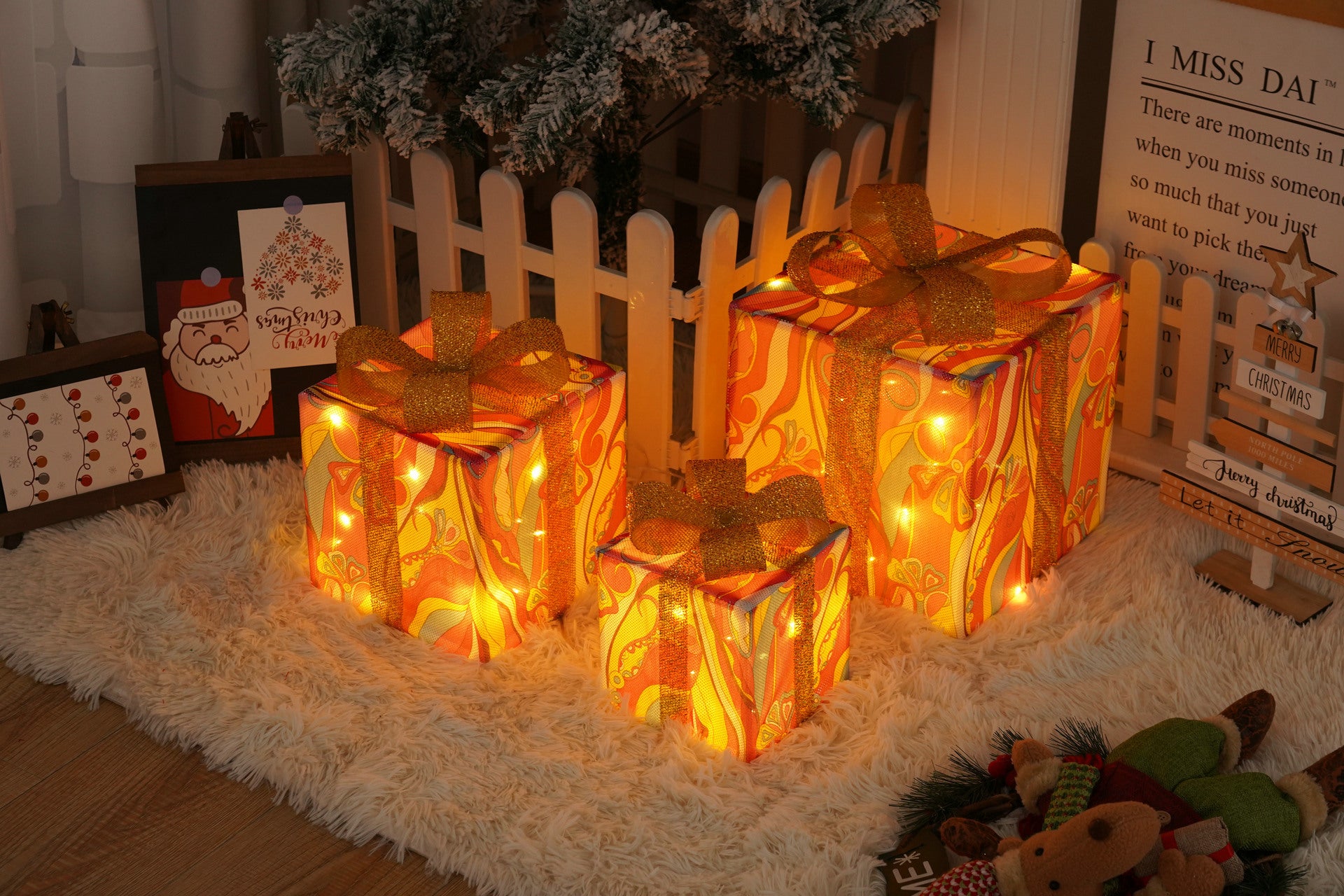 Lighted Christmas Gift Boxes – 3 PCS Decorative Set