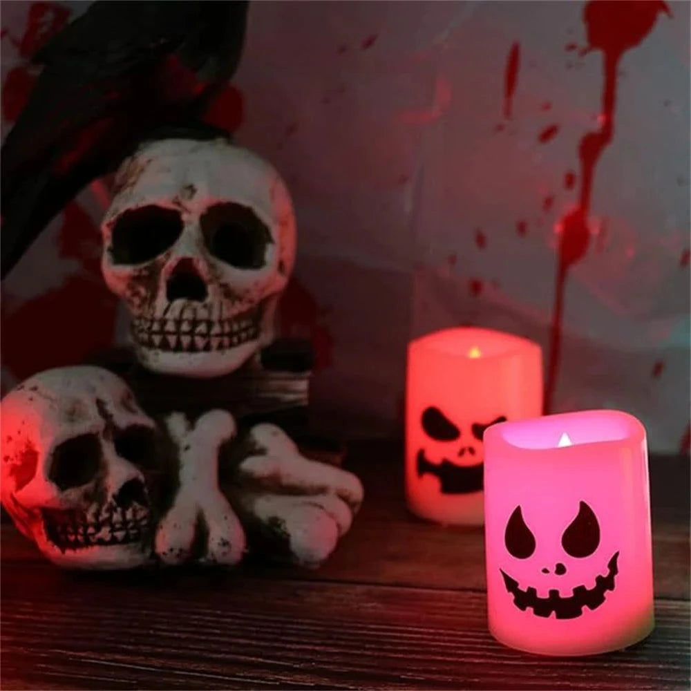 6pcs Halloween Flameless Ghost Face Candles – LED Safety Decor - candletown.net