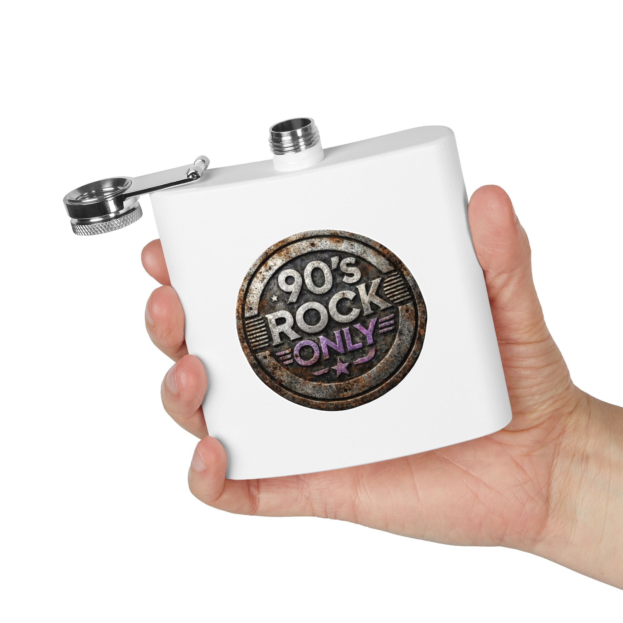 Perza 90’s Rock ONLY Vintage Flask – Round Logo