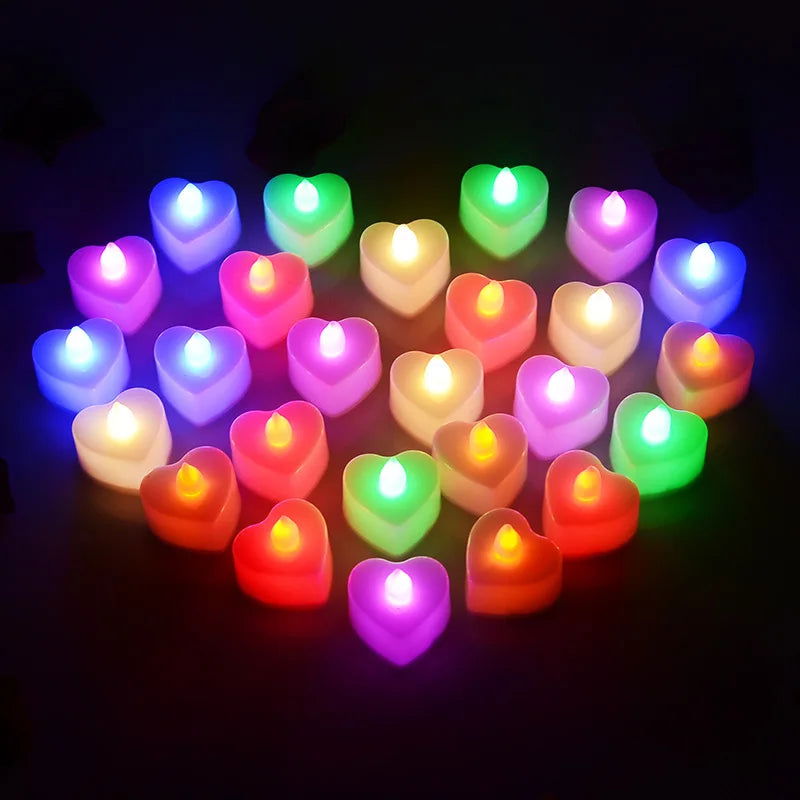 8-48 Packs Heart Shape LED Candle Flameless Tealight Love Candles - candletown.net