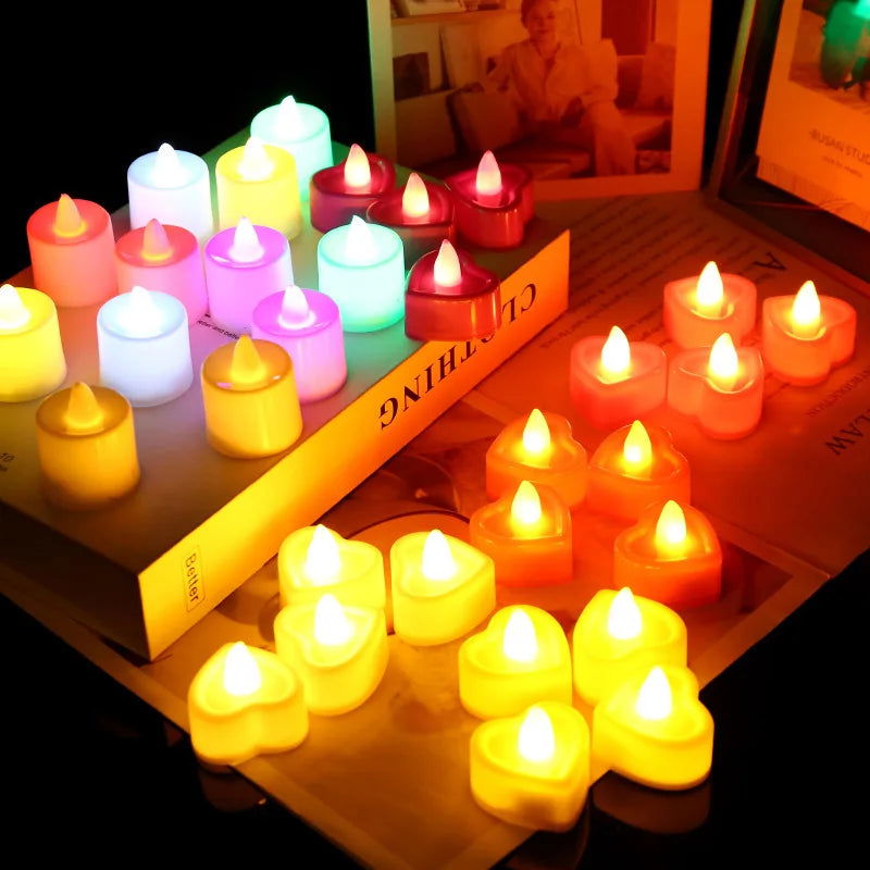 8-48 Packs Heart Shape LED Candle Flameless Tealight Love Candles - candletown.net