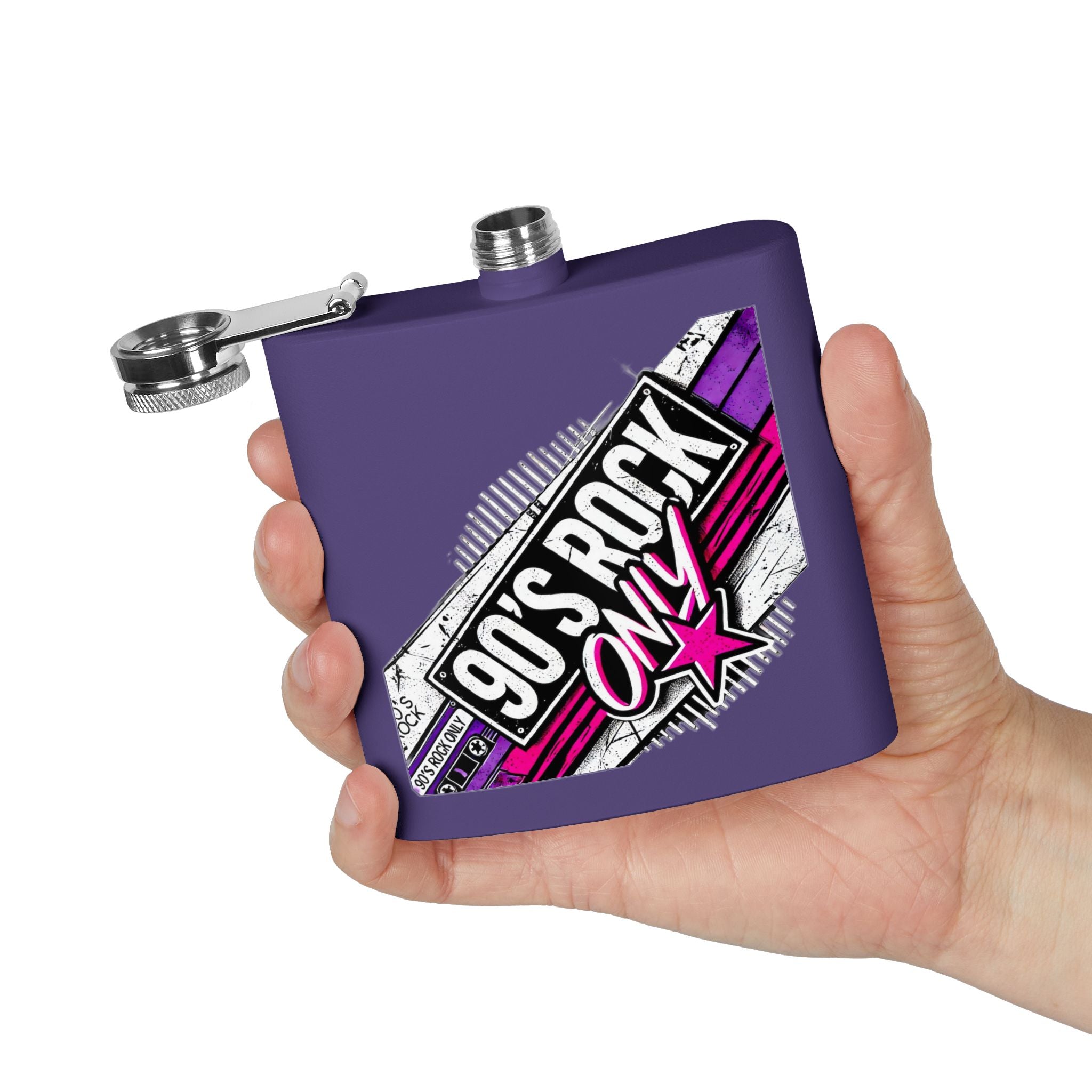 Perza 90’s Rock ONLY Rectangle Logo Flask