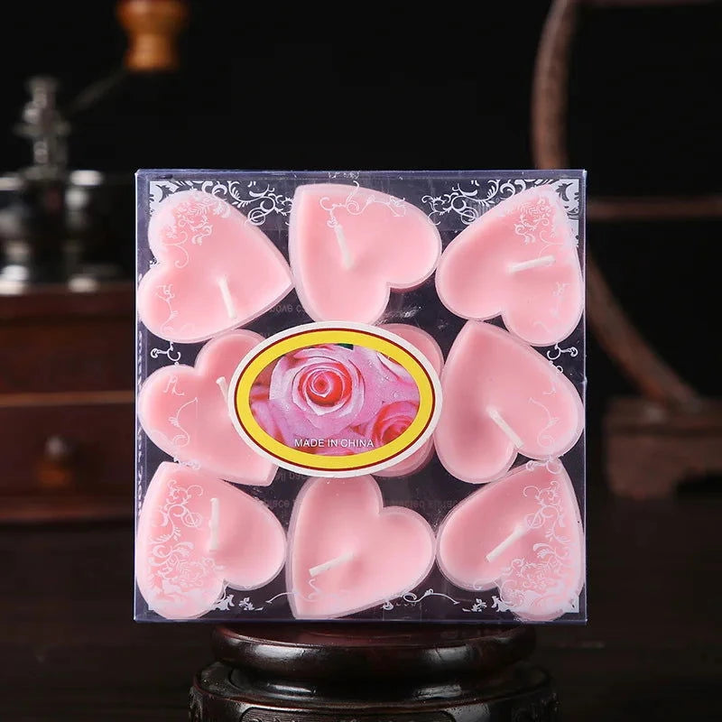 9pcs Heart-Shaped Scented Tea Light Candles - candletown.net