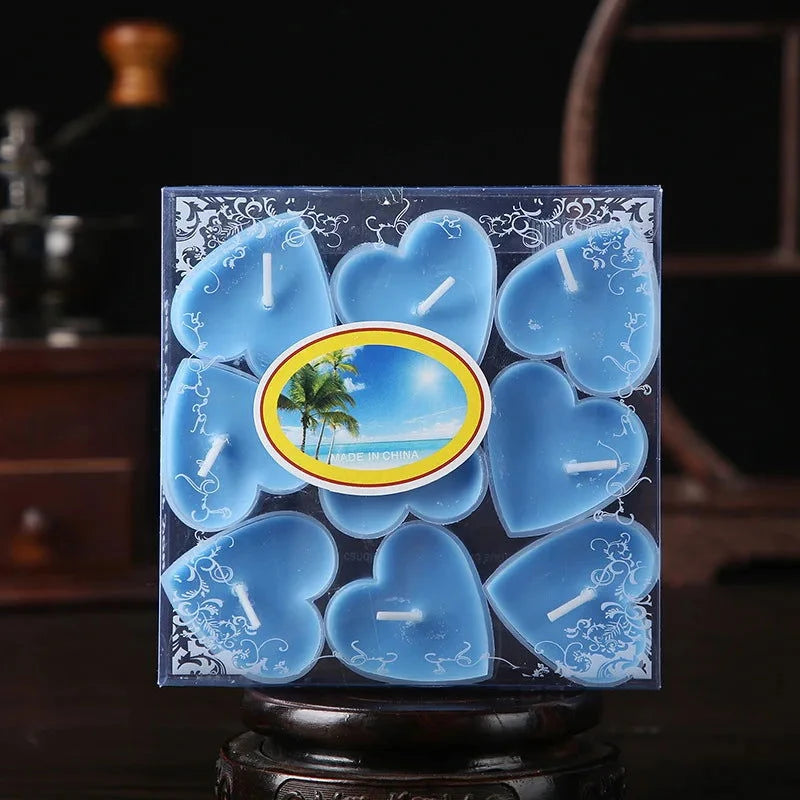 9pcs Heart-Shaped Tea Light Candles - candletown.net