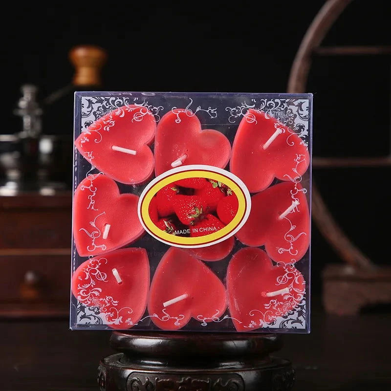 9pcs Heart-Shaped Tea Light Candles - candletown.net