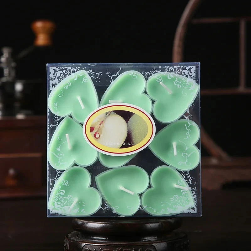 9pcs Heart-Shaped Tea Light Candles - candletown.net